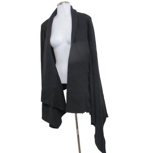 OAK 2 Black sweatshirt feel Draped Front Open Casual Cardigan Jacket Top sz M